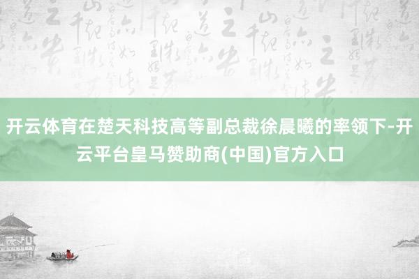 开云体育在楚天科技高等副总裁徐晨曦的率领下-开云平台皇马赞助商(中国)官方入口