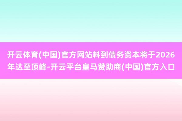 开云体育(中国)官方网站料到债务资本将于2026年达至顶峰-开云平台皇马赞助商(中国)官方入口