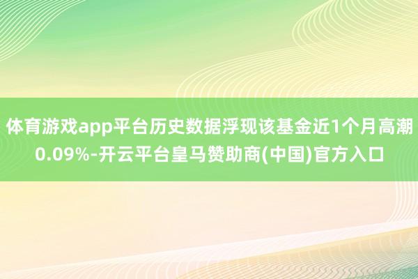 体育游戏app平台历史数据浮现该基金近1个月高潮0.09%-开云平台皇马赞助商(中国)官方入口