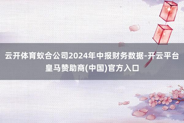 云开体育蚁合公司2024年中报财务数据-开云平台皇马赞助商(中国)官方入口