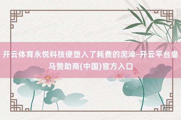 开云体育永悦科技便堕入了耗费的泥淖-开云平台皇马赞助商(中国)官方入口